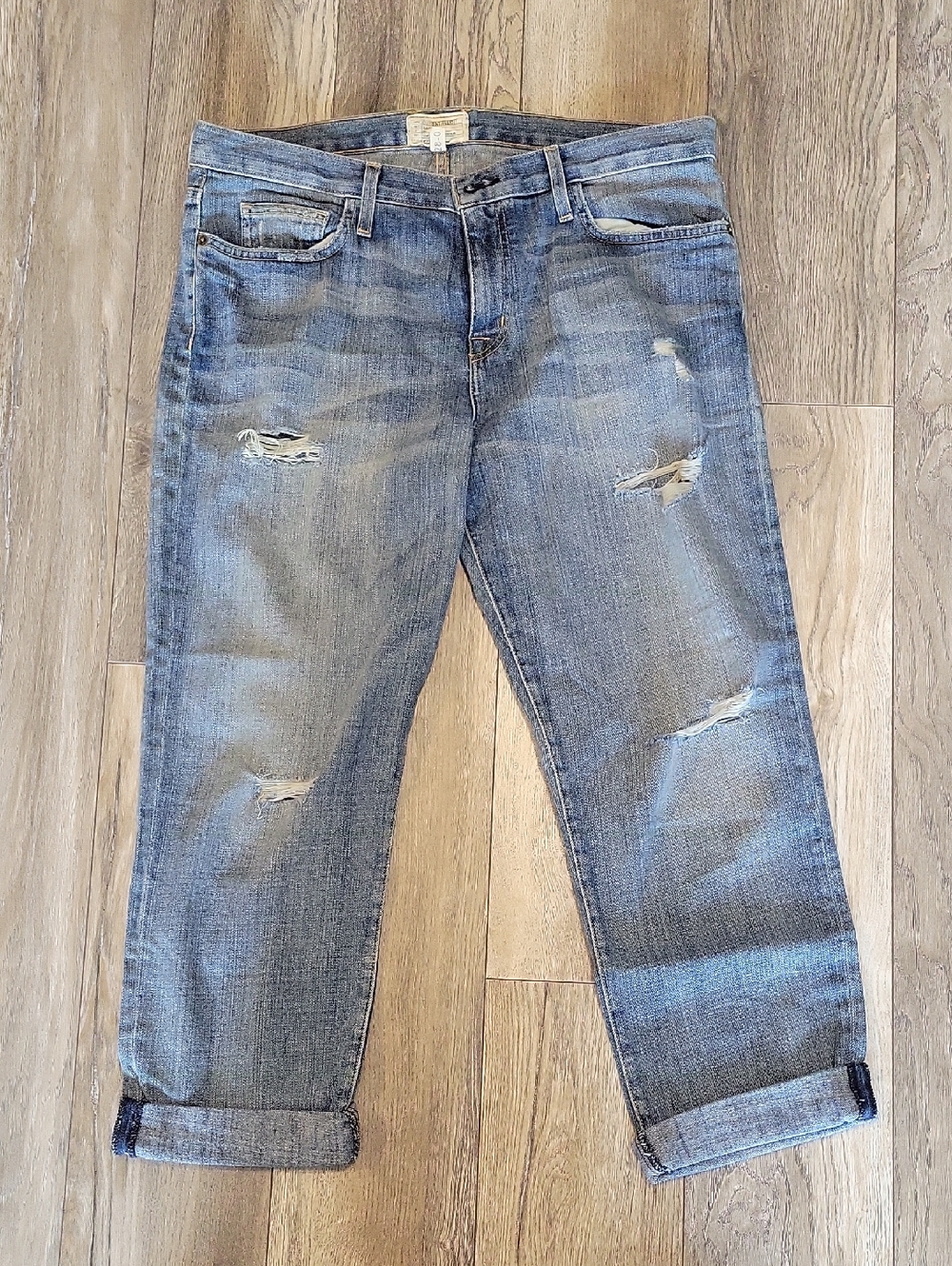 Current/Elliott Distressed Blue Boyfriend Jeans